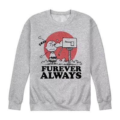 Mens Crew Neck Long Sleeve Peanuts Valentine's Day Sweatshirt