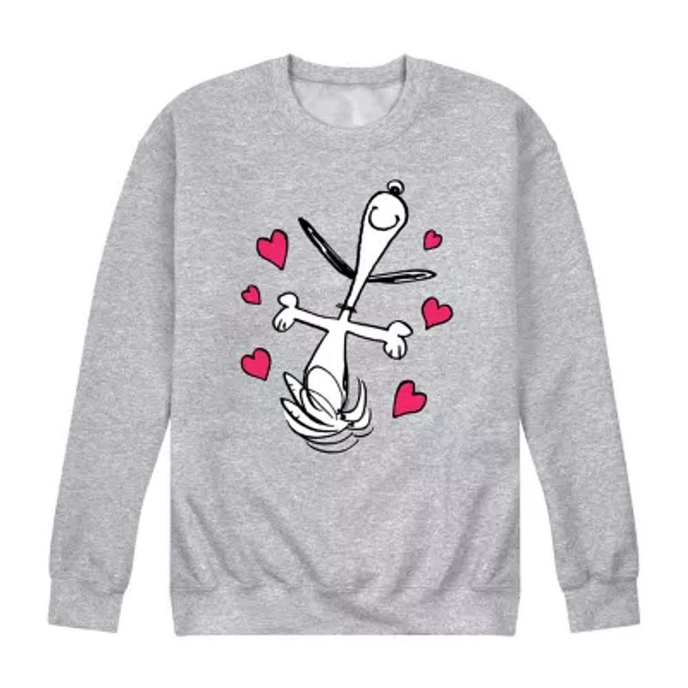 Mens Crew Neck Long Sleeve Peanuts Valentine's Day Sweatshirt