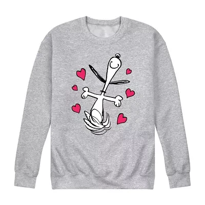 Mens Crew Neck Long Sleeve Peanuts Valentine's Day Sweatshirt