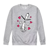 Mens Crew Neck Long Sleeve Peanuts Valentine's Day Sweatshirt