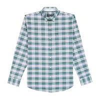 IZOD Oxford Mens Classic Fit Long Sleeve Plaid Button-Down Shirt