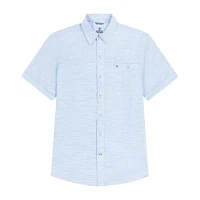 IZOD Dockside Chambray Big and Tall Mens Classic Fit Short Sleeve Striped Button-Down Shirt