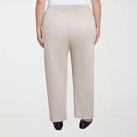 Alfred Dunner-Plus Coming Up Roses Womens Mid Rise Straight Pull-On Pants