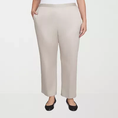 Alfred Dunner-Plus Coming Up Roses Womens Mid Rise Straight Pull-On Pants