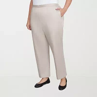 Alfred Dunner-Plus Coming Up Roses Womens Mid Rise Straight Pull-On Pants