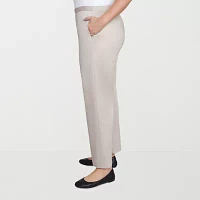 Alfred Dunner-Plus Coming Up Roses Womens Mid Rise Straight Pull-On Pants