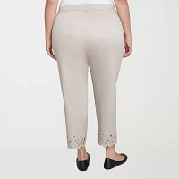 Alfred Dunner-Plus Coming Up Roses Womens Mid Rise Straight Fit Ankle Pant