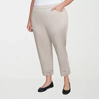 Alfred Dunner-Plus Coming Up Roses Womens Mid Rise Straight Fit Ankle Pant