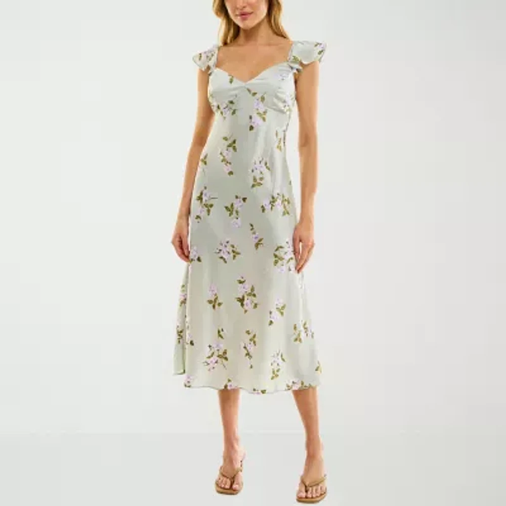 B. Smart Womens Sleeveless Floral Midi Fit + Flare Dress Juniors