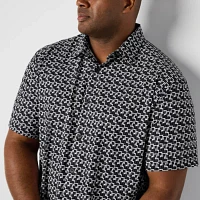 Shaquille O'Neal XLG Big and Tall Mens Regular Fit Short Sleeve Button-Down Shirt