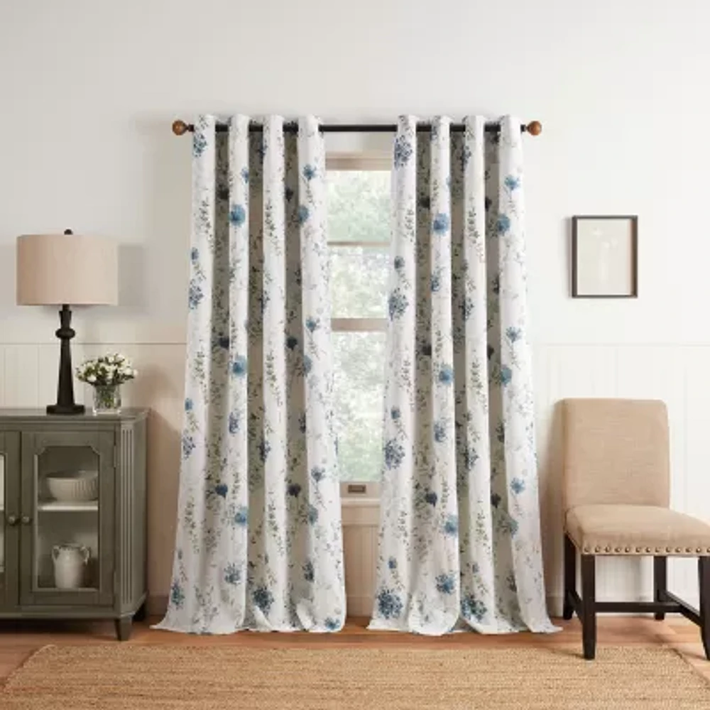 Martha Stewart Westchester Print Grommet Top Blackout Single Curtain Panels