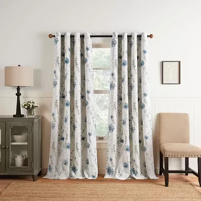 Martha Stewart Westchester Print Grommet Top Blackout Single Curtain Panels