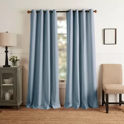 Martha Stewart Westchester Solid Grommet Top Blackout Single Curtain Panels