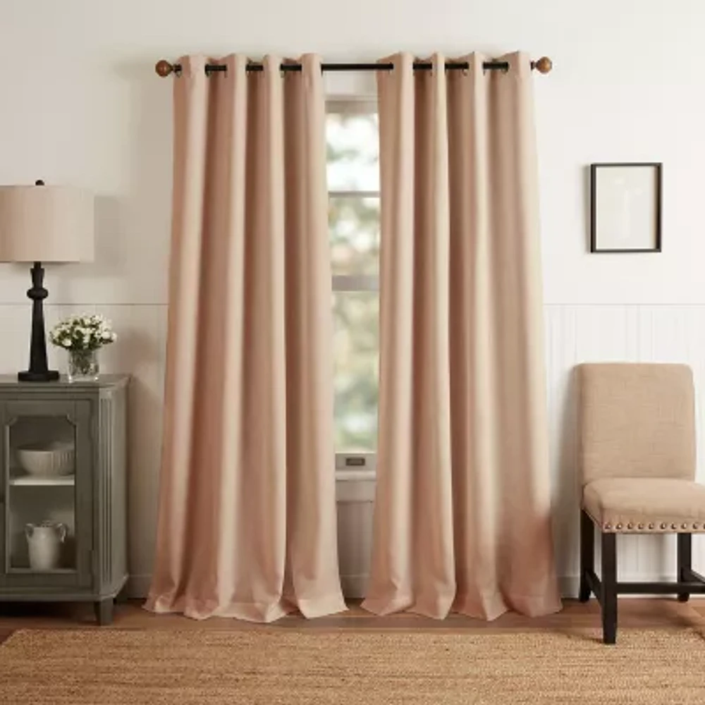 Martha Stewart Westchester Solid Grommet Top Blackout Single Curtain Panels
