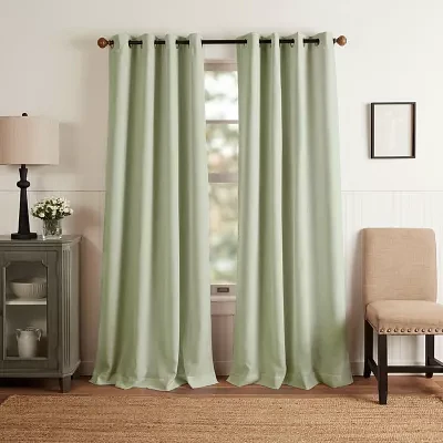 Martha Stewart Westchester Solid Grommet Top Blackout Single Curtain Panels