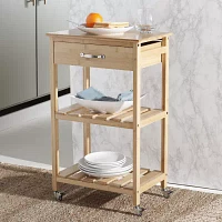 Corteau Wood-Top Kitchen Cart
