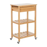 Corteau Wood-Top Kitchen Cart