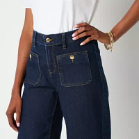 Liz Claiborne Tall Womens Mid Rise Wide Leg Jean