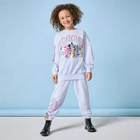 Little & Big Girls Crew Neck Long Sleeve Bluey Pullover Sweater