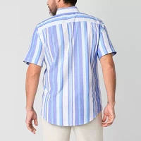 St. John's Bay Performance Oxford Mens Slim Fit Short Sleeve Button-Down Shirt