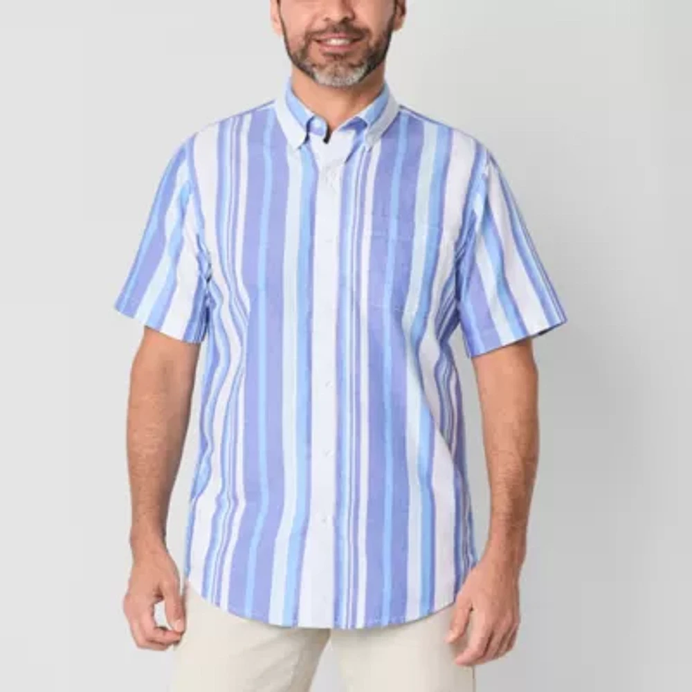 St. John's Bay Performance Oxford Mens Slim Fit Short Sleeve Button-Down Shirt