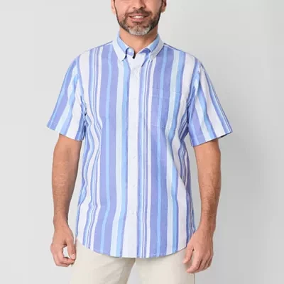 St. John's Bay Performance Oxford Mens Slim Fit Short Sleeve Button-Down Shirt