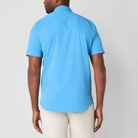St. John's Bay Performance Mens Moisture Wicking Slim Fit Short Sleeve Button-Down Shirt