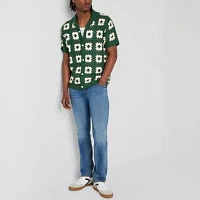 Arizona Mens Crochet Style Button Front Sweater