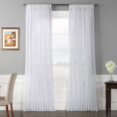 Exclusive Fabrics & Furnishing Sheer Rod Pocket Single Curtain Panel