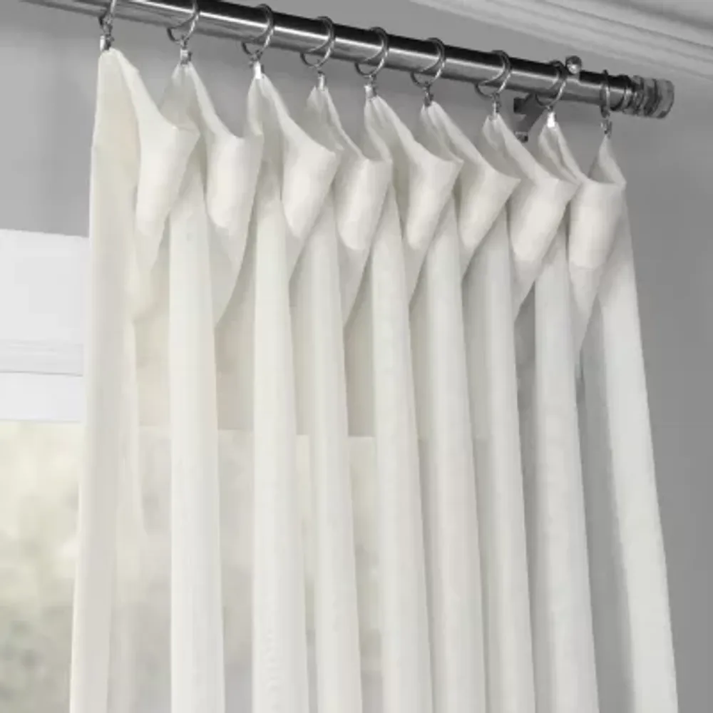 Exclusive Fabrics & Furnishing Extra Wide Double Layered Solid Sheer Rod Pocket Single Curtain Panel