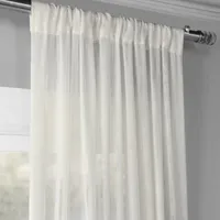 Exclusive Fabrics & Furnishing Double Layered Solid Sheer Rod Pocket Single Curtain Panel
