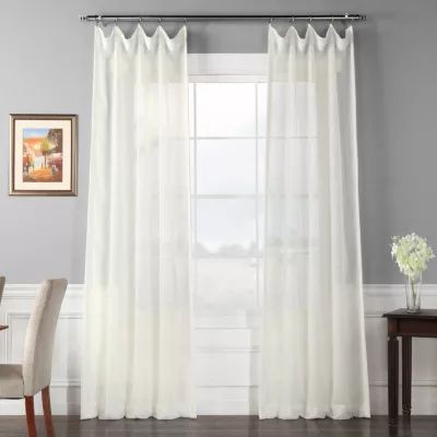 Exclusive Fabrics & Furnishing Double Layered Solid Rod Pocket Sheer Single Curtain Panels