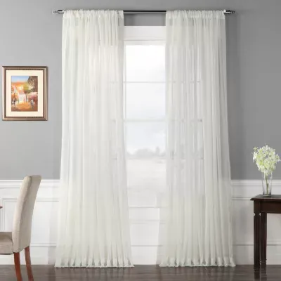 Exclusive Fabrics & Furnishing Extra Wide Single Layered Solid Sheer Rod Pocket Curtain Panel