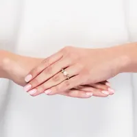 Certified Sofia Cultured Freshwater Pearl and Lab Created White Sapphire 10K Gold Cocktail Ring