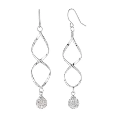 Sparkle Allure Crystal Pure Silver Over Brass Drop Earrings