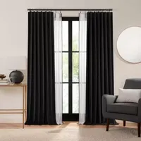 Fieldcrest Luxury Plush Washed Cotton Velvet Energy Saving 100% Blackout Rod Pocket Back Tab Single Curtain Panel