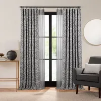 Fieldcrest Luxury Cotton Texture Jacquard Scroll Light-Filtering Rod Pocket Back Tab Single Curtain Panel