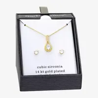 Sparkle Allure 2-pc. Cubic Zirconia 14K Gold Over Brass Round Jewelry Set