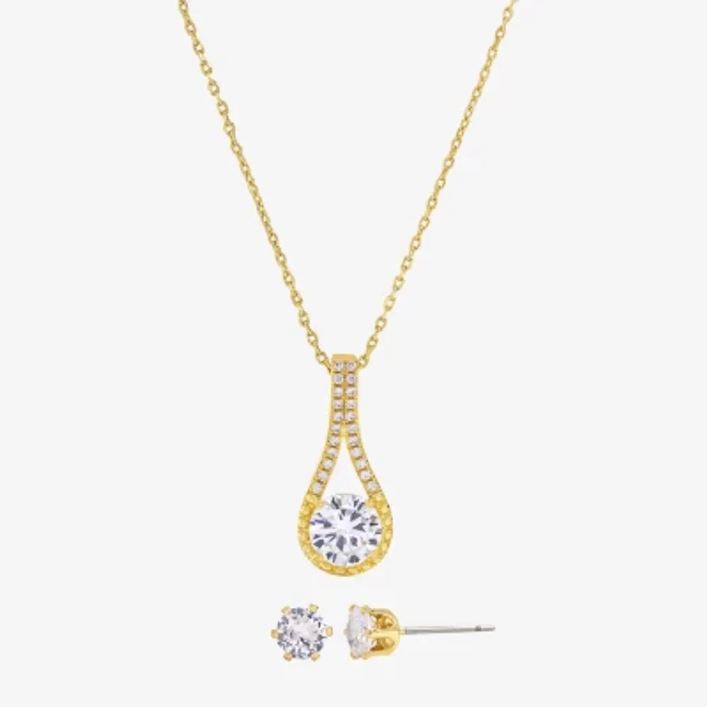 Sparkle Allure 2-pc. Cubic Zirconia 14K Gold Over Brass Round Jewelry Set