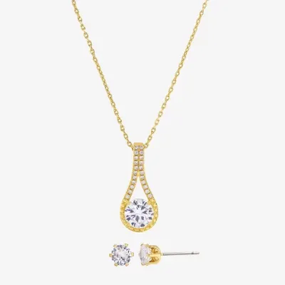 Sparkle Allure 2-pc. Cubic Zirconia 14K Gold Over Brass Round Jewelry Set