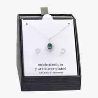 Sparkle Allure Blue Cubic Zirconia Silver Tone Pure Silver Over Brass 2-pc. Jewelry Set