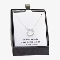 Sparkle Allure Cubic Zirconia Pure Silver Over Brass 16 Inch Link Round Pendant Necklace