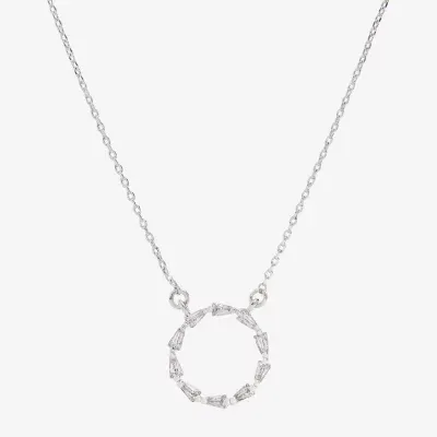 Sparkle Allure Cubic Zirconia Pure Silver Over Brass 16 Inch Link Round Pendant Necklace