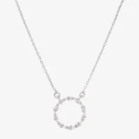 Sparkle Allure Cubic Zirconia Pure Silver Over Brass 16 Inch Link Round Pendant Necklace