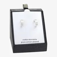 Sparkle Allure Cubic Zirconia Pure Silver Over Brass Hoop Earrings