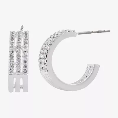 Sparkle Allure Cubic Zirconia Pure Silver Over Brass Hoop Earrings