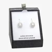 Sparkle Allure Cubic Zirconia Pure Silver Over Brass Drop Earrings