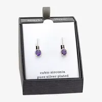 Sparkle Allure Cubic Zirconia Pure Silver Over Brass Oval Drop Earrings