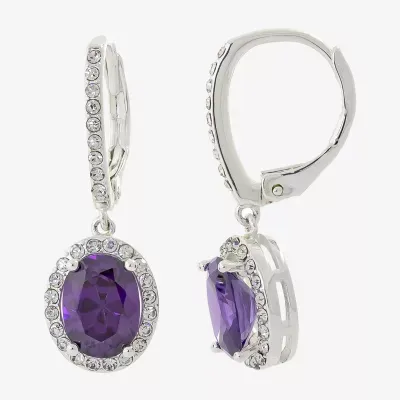 Sparkle Allure Cubic Zirconia Pure Silver Over Brass Oval Drop Earrings