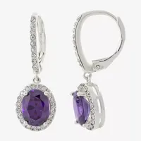 Sparkle Allure Cubic Zirconia Pure Silver Over Brass Oval Drop Earrings
